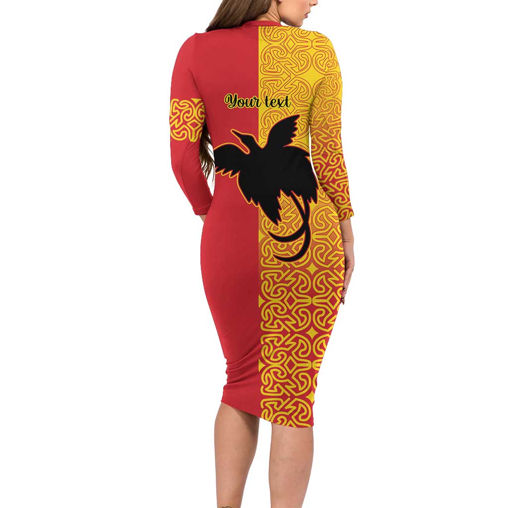 Papua New Guinea Oro Tapa Personalised Family Matching Long Sleeve Bodycon Dress and Hawaiian Shirt Simple Bird of Paradise Style LT9 - Polynesian Pride