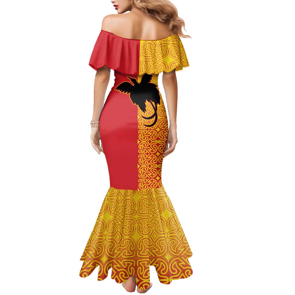 Papua New Guinea Oro Tapa Personalised Family Matching Mermaid Dress and Hawaiian Shirt Simple Bird of Paradise Style LT9 - Polynesian Pride