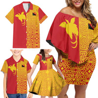 Papua New Guinea Oro Tapa Personalised Family Matching Off Shoulder Short Dress and Hawaiian Shirt Simple Bird of Paradise Style LT9 - Polynesian Pride