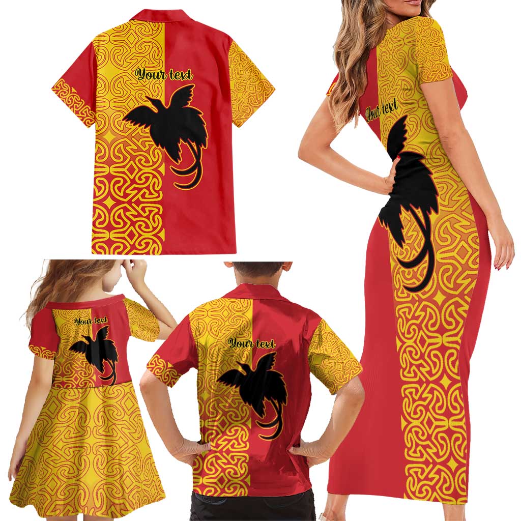 Papua New Guinea Oro Tapa Personalised Family Matching Short Sleeve Bodycon Dress and Hawaiian Shirt Simple Bird of Paradise Style LT9 - Polynesian Pride