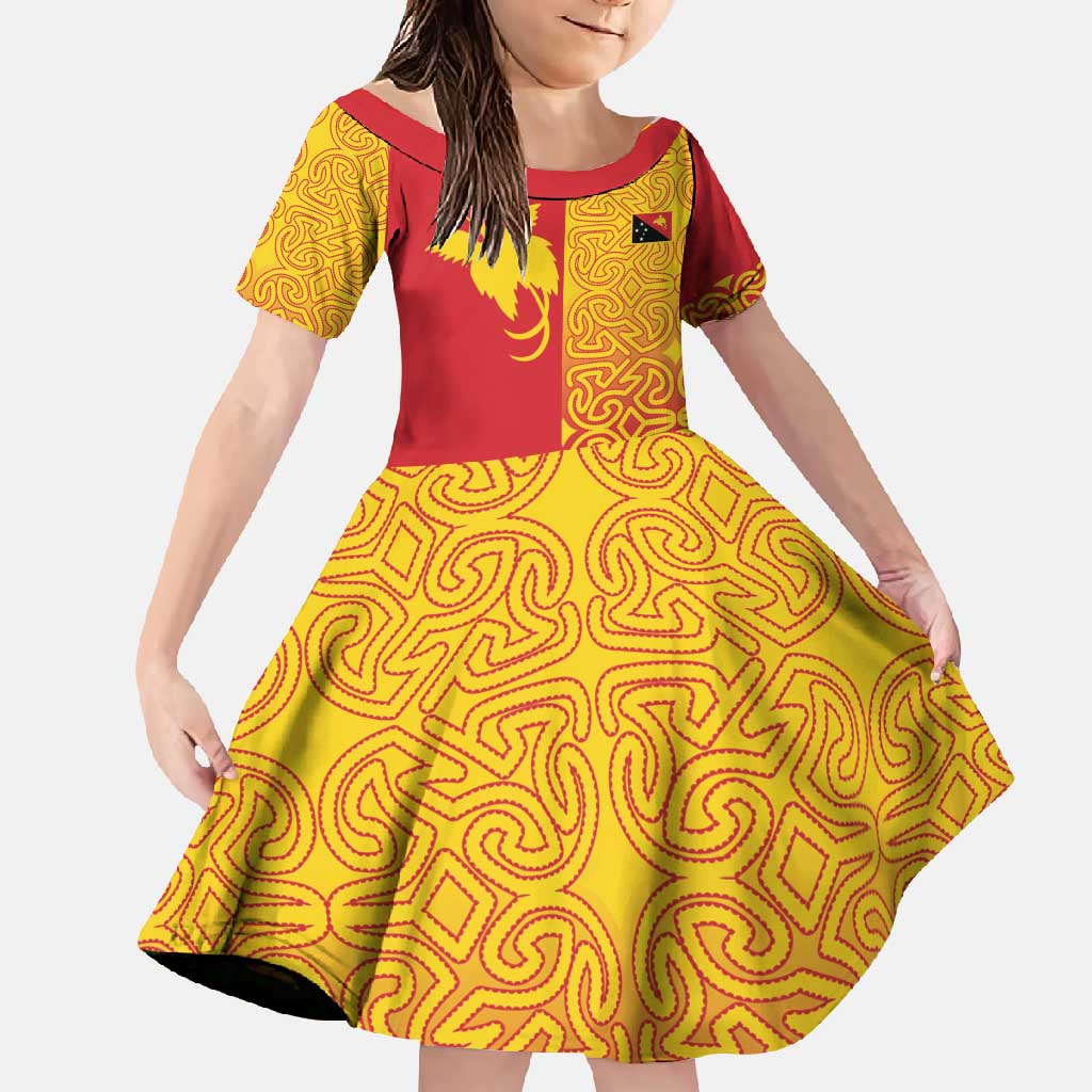 Papua New Guinea Oro Tapa Personalised Family Matching Tank Maxi Dress and Hawaiian Shirt Simple Bird of Paradise Style LT9 Daughter's Dress Red - Polynesian Pride