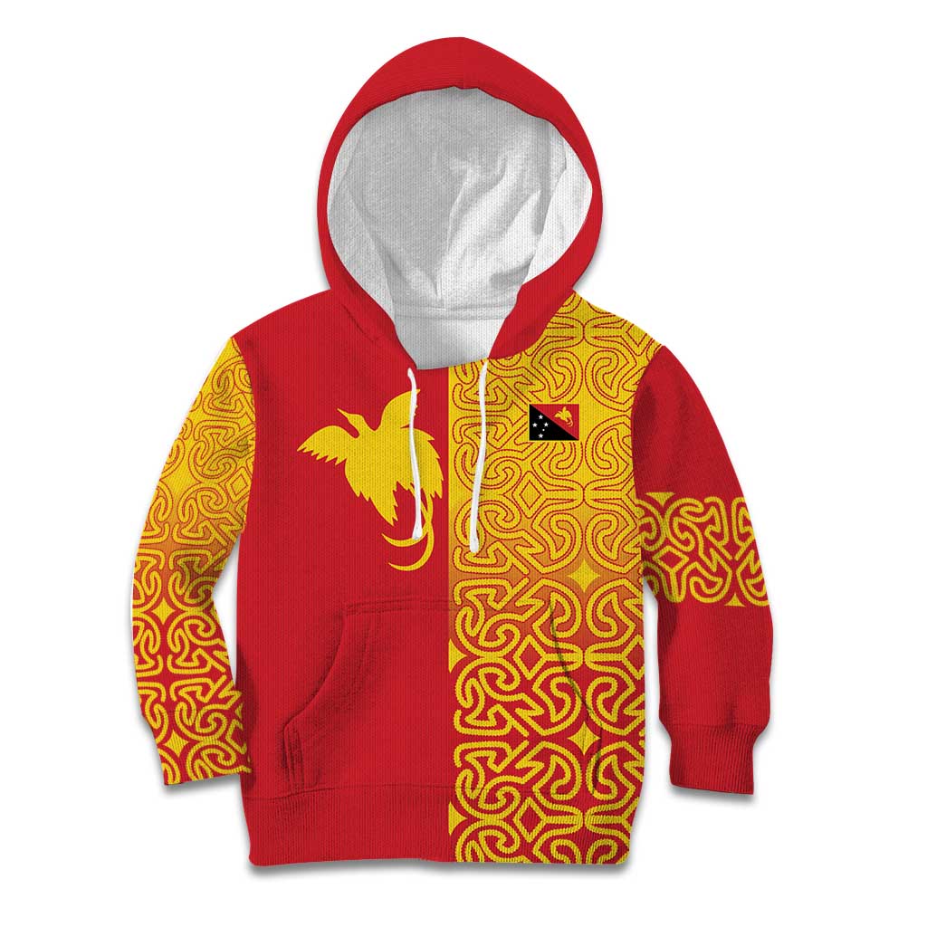 Papua New Guinea Oro Tapa Personalised Kid Hoodie Simple Bird of Paradise Style LT9 Hoodie Red - Polynesian Pride