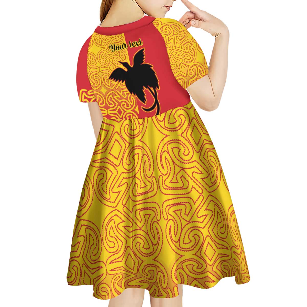 Papua New Guinea Oro Tapa Personalised Kid Short Sleeve Dress Simple Bird of Paradise Style LT9 - Polynesian Pride