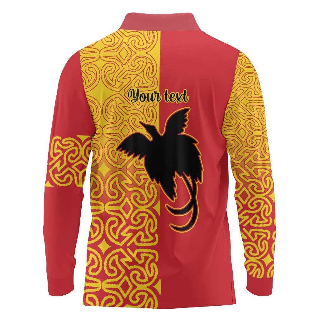 Papua New Guinea Oro Tapa Personalised Long Sleeve Polo Shirt Simple Bird of Paradise Style LT9 - Polynesian Pride