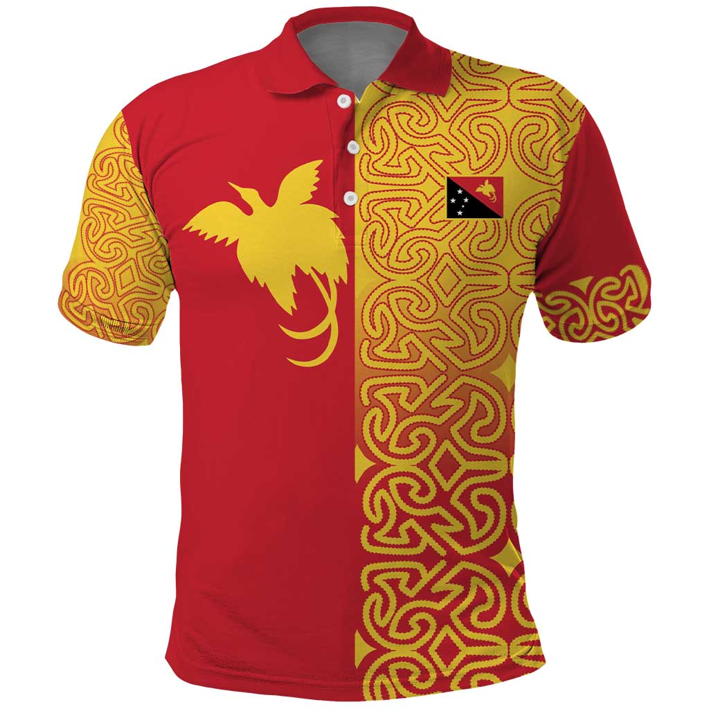 Papua New Guinea Oro Tapa Personalised Polo Shirt Simple Bird of Paradise Style LT9 Red - Polynesian Pride