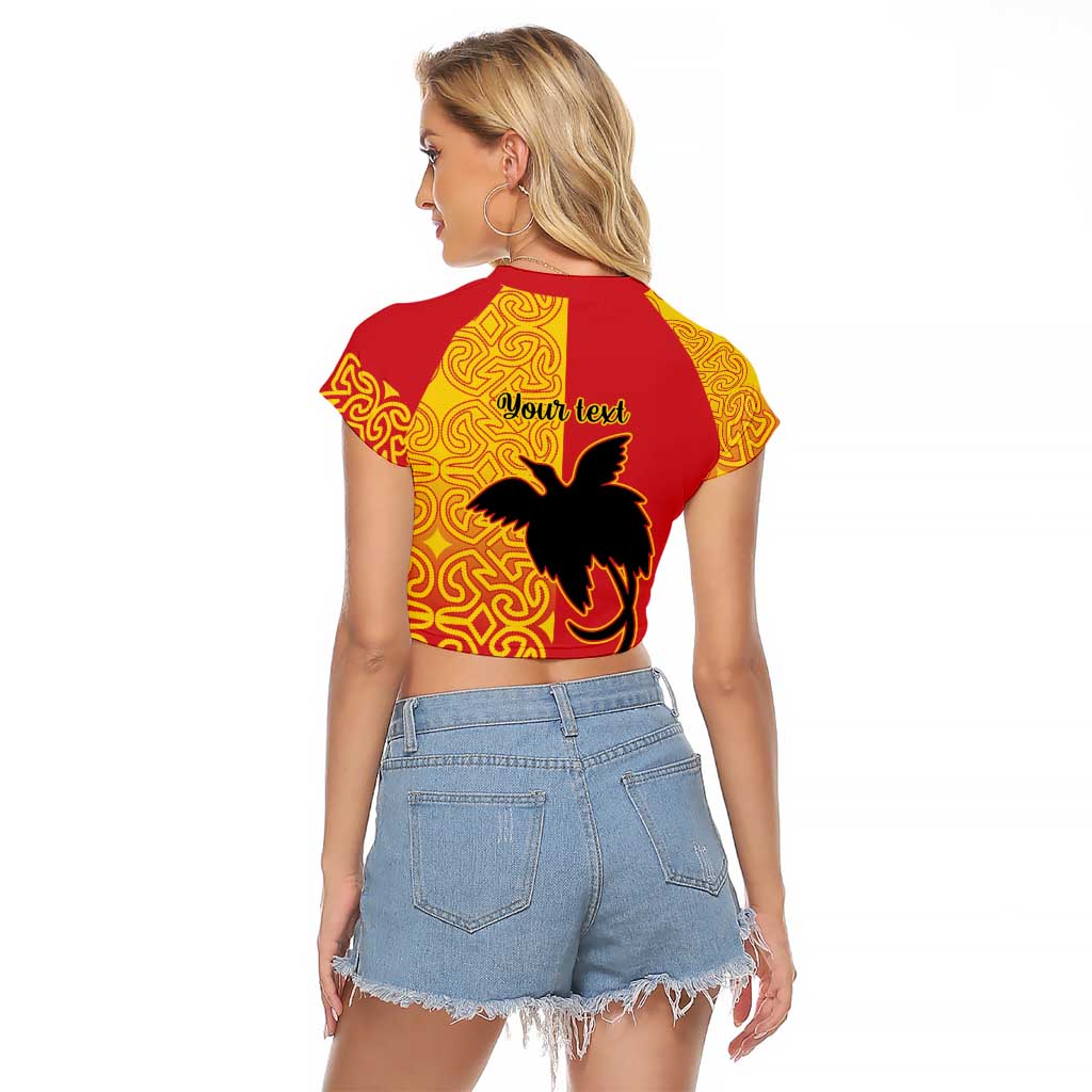 Papua New Guinea Oro Tapa Personalised Raglan Cropped T Shirt Simple Bird of Paradise Style LT9 - Polynesian Pride