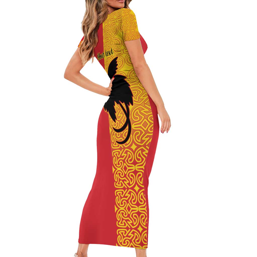 Papua New Guinea Oro Tapa Personalised Short Sleeve Bodycon Dress Simple Bird of Paradise Style LT9 - Polynesian Pride