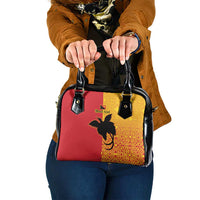 Papua New Guinea Oro Tapa Personalised Shoulder Handbag Simple Bird of Paradise Style - Polynesian Pride