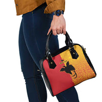 Papua New Guinea Oro Tapa Personalised Shoulder Handbag Simple Bird of Paradise Style - Polynesian Pride