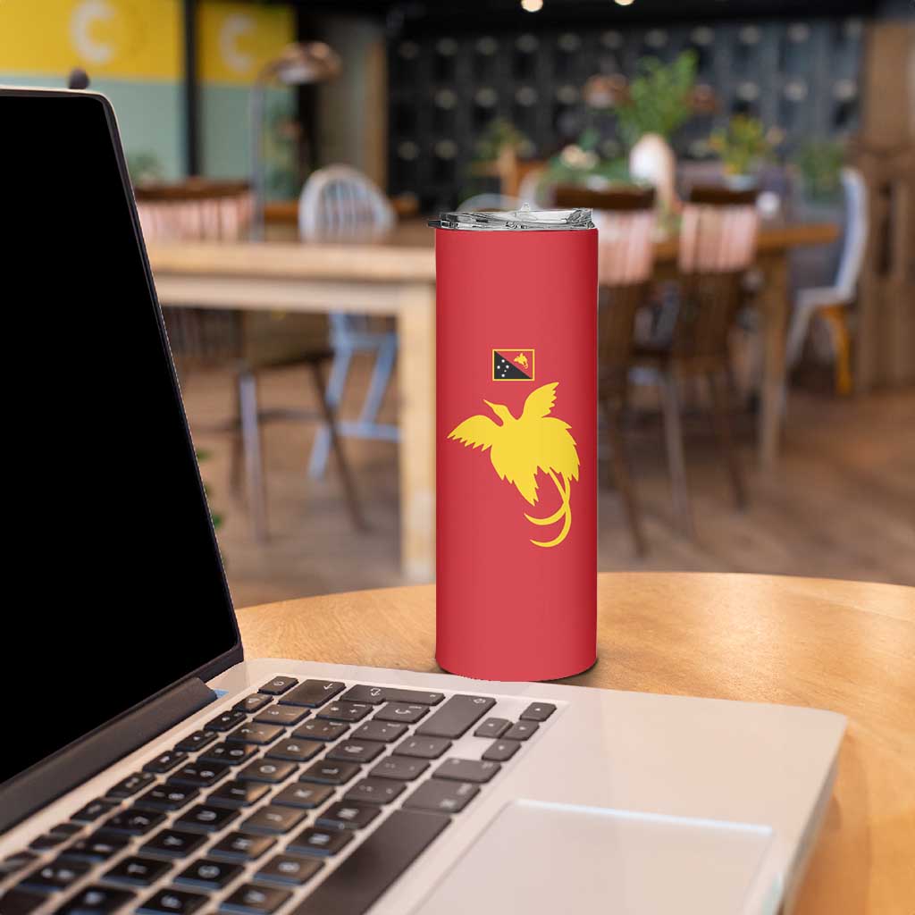 Papua New Guinea Oro Tapa Personalised Skinny Tumbler Simple Bird of Paradise Style LT9 - Polynesian Pride