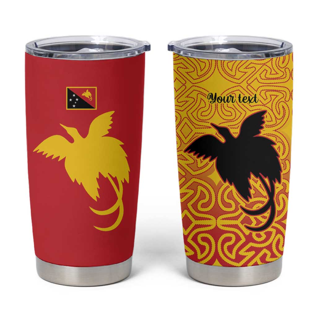 Papua New Guinea Oro Tapa Personalised Tumbler Cup Simple Bird of Paradise Style LT9 Red - Polynesian Pride