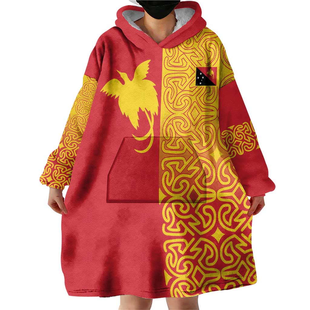 Papua New Guinea Oro Tapa Personalised Wearable Blanket Hoodie Simple Bird of Paradise Style LT9 - Polynesian Pride