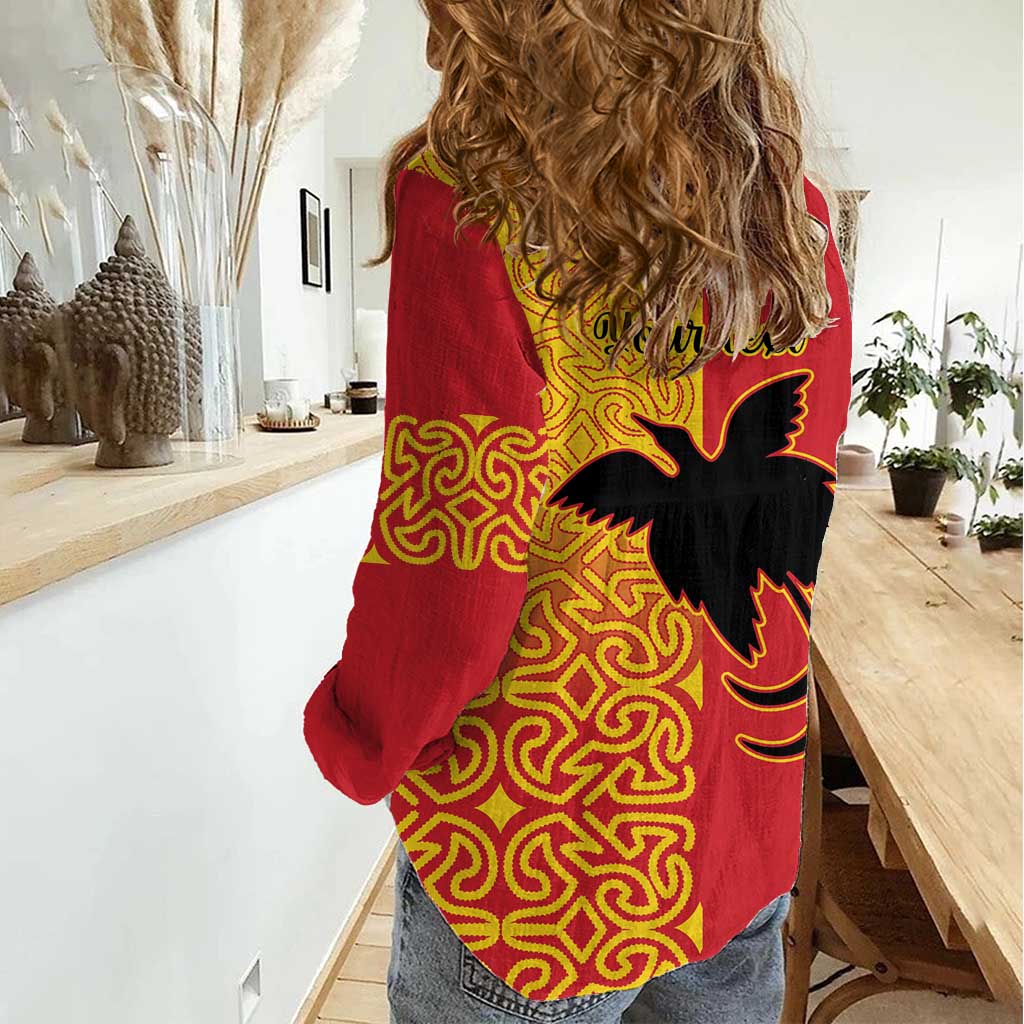 Papua New Guinea Oro Tapa Personalised Women Casual Shirt Simple Bird of Paradise Style LT9 - Polynesian Pride