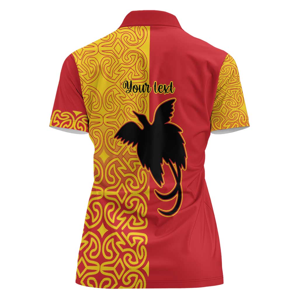 Papua New Guinea Oro Tapa Personalised Women Polo Shirt Simple Bird of Paradise Style LT9 - Polynesian Pride