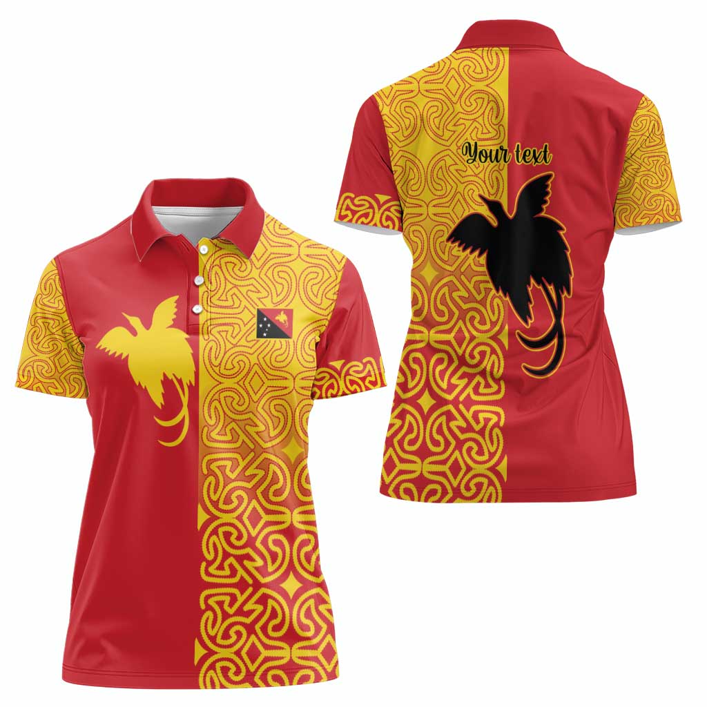 Papua New Guinea Oro Tapa Personalised Women Polo Shirt Simple Bird of Paradise Style LT9 - Polynesian Pride