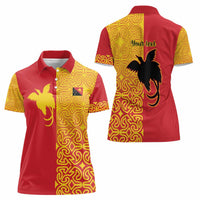 Papua New Guinea Oro Tapa Personalised Women Polo Shirt Simple Bird of Paradise Style LT9 - Polynesian Pride