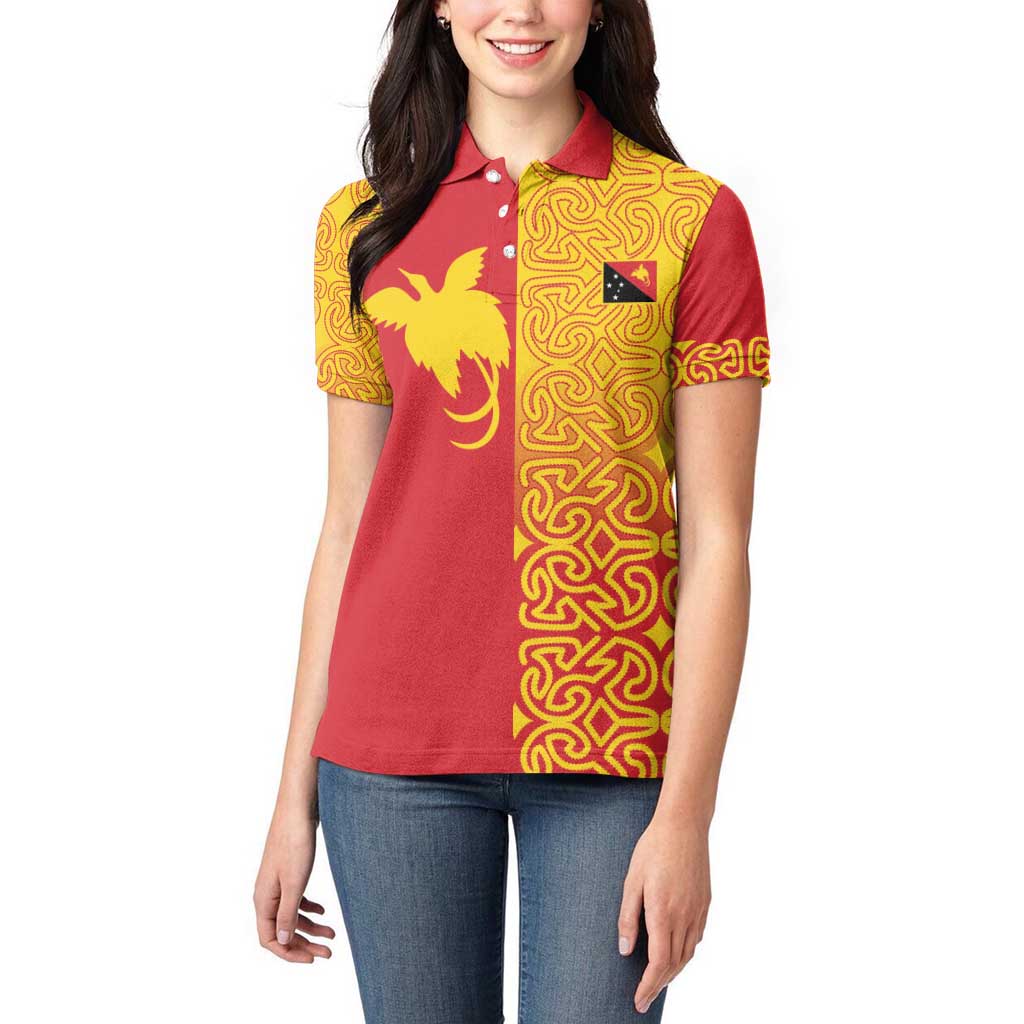 Papua New Guinea Oro Tapa Personalised Women Polo Shirt Simple Bird of Paradise Style LT9 - Polynesian Pride