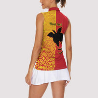 Papua New Guinea Oro Tapa Personalised Women Sleeveless Polo Shirt Simple Bird of Paradise Style LT9 - Polynesian Pride
