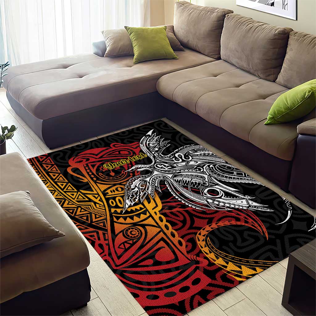 Papua New Guinea Sepik Personalised Area Rug PNG Bird of Paradise Tattoo LT9 - Polynesian Pride