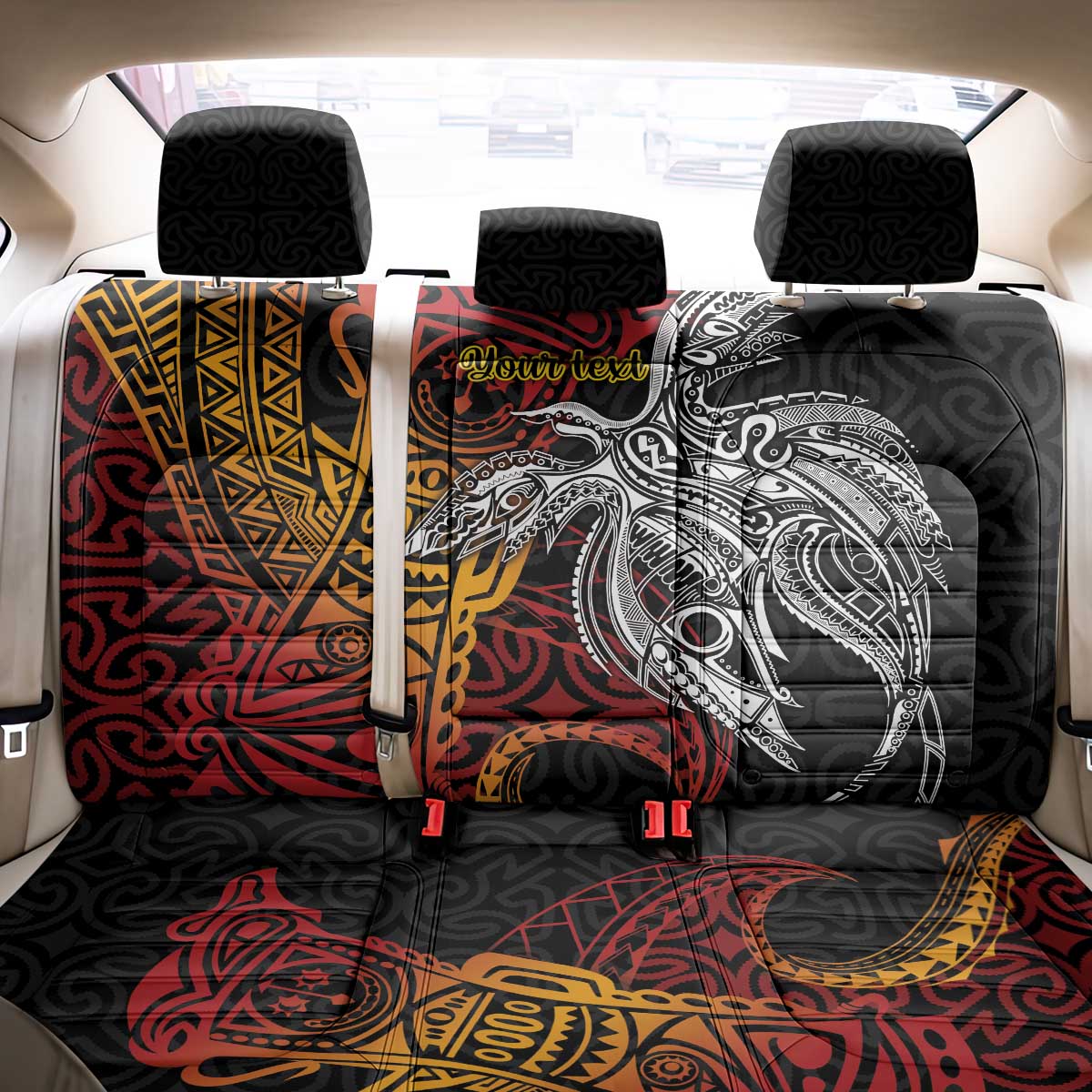 Papua New Guinea Sepik Personalised Back Car Seat Cover PNG Bird of Paradise Tattoo LT9 - Polynesian Pride