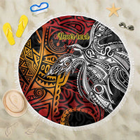 Papua New Guinea Sepik Personalised Beach Blanket PNG Bird of Paradise Tattoo LT9 One Size 150cm Black - Polynesian Pride