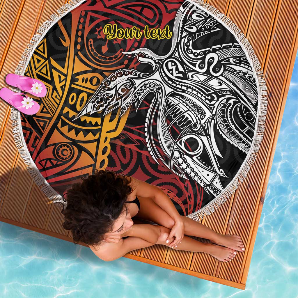Papua New Guinea Sepik Personalised Beach Blanket PNG Bird of Paradise Tattoo LT9 - Polynesian Pride