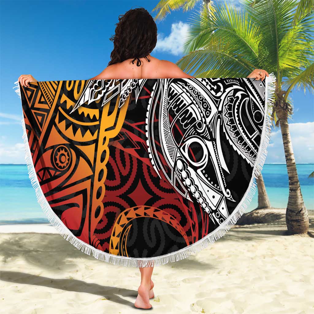 Papua New Guinea Sepik Personalised Beach Blanket PNG Bird of Paradise Tattoo LT9 - Polynesian Pride