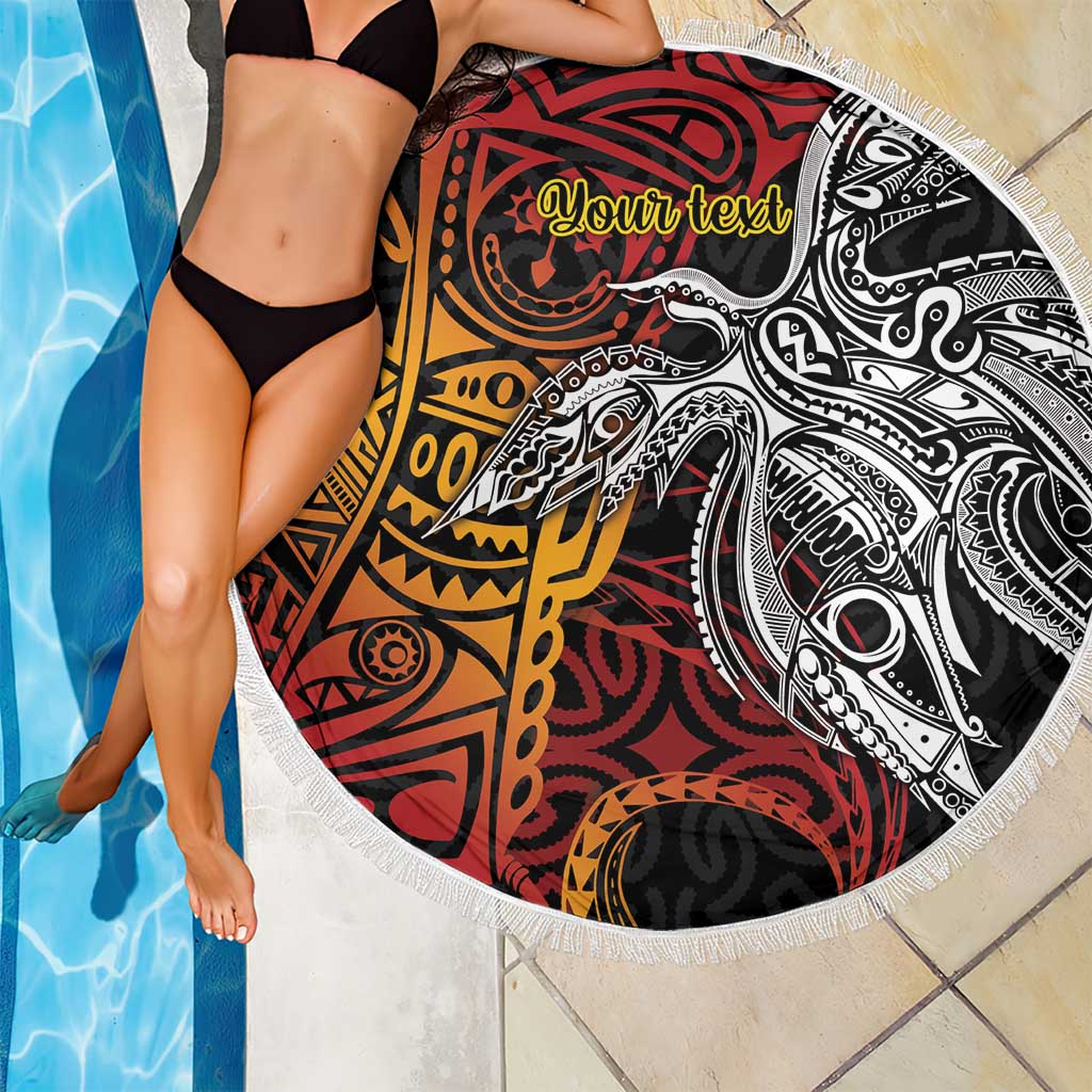 Papua New Guinea Sepik Personalised Beach Blanket PNG Bird of Paradise Tattoo LT9 - Polynesian Pride