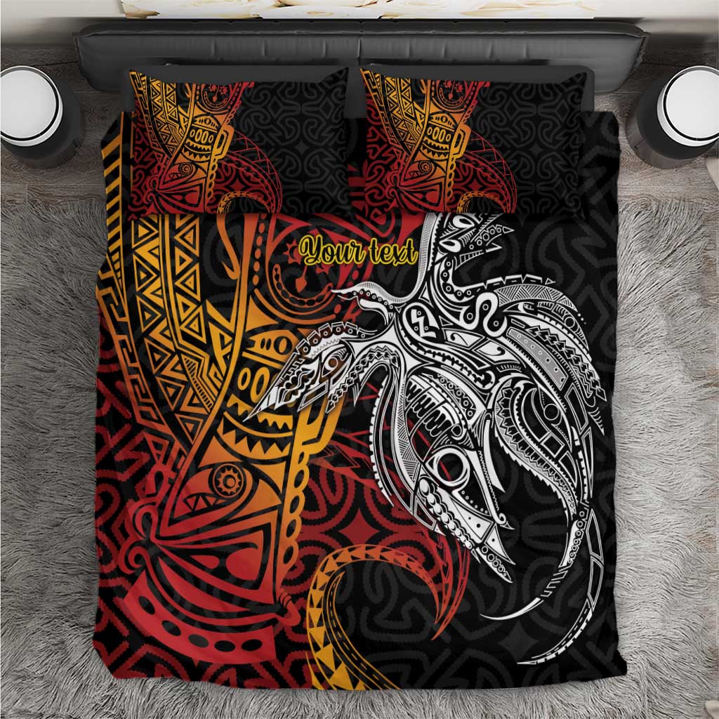 Papua New Guinea Sepik Personalised Bedding Set PNG Bird of Paradise Tattoo LT9 Black - Polynesian Pride