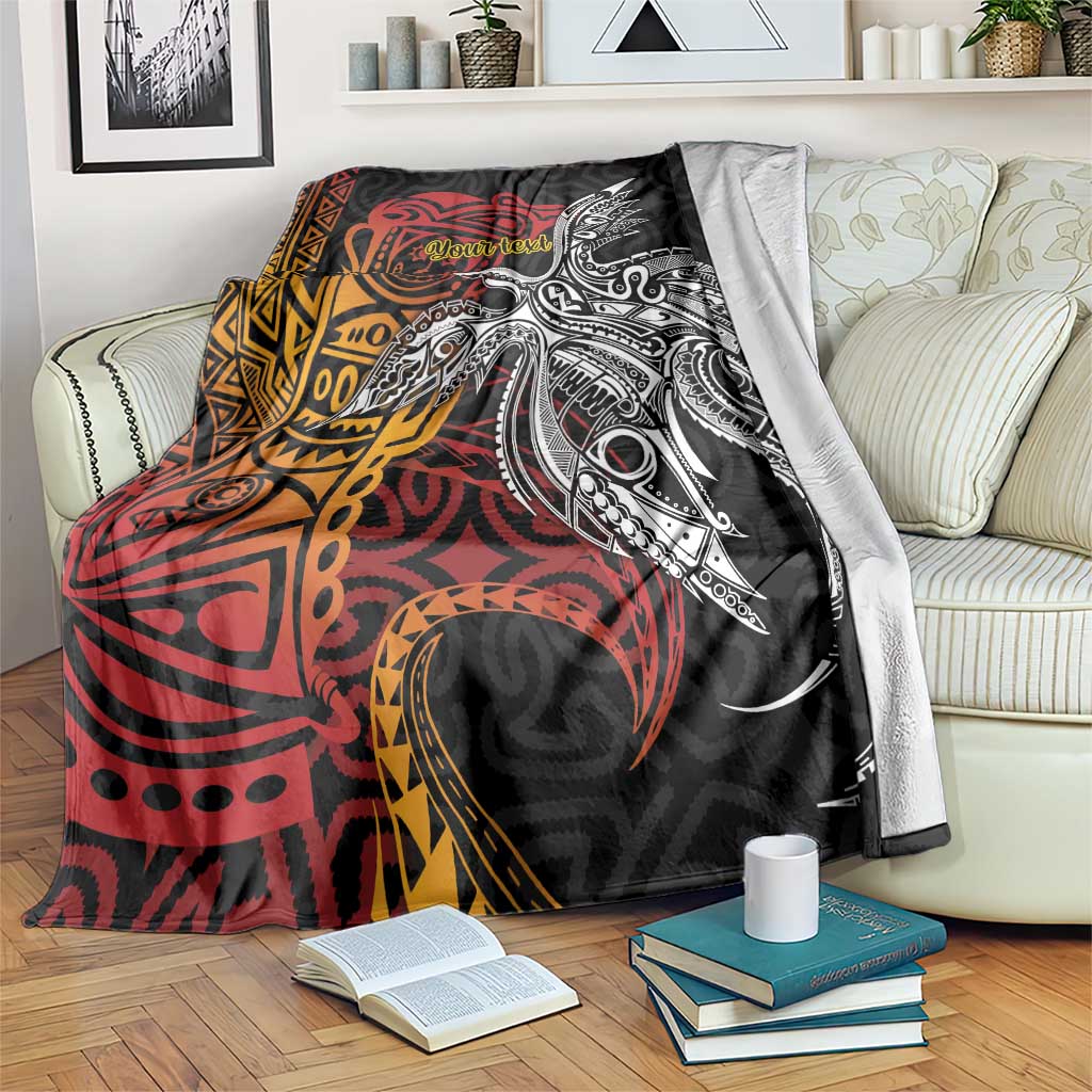 Papua New Guinea Sepik Personalised Blanket PNG Bird of Paradise Tattoo LT9 Black - Polynesian Pride