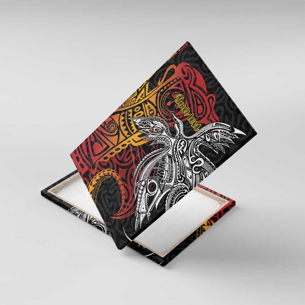 Papua New Guinea Sepik Personalised Canvas Wall Art PNG Bird of Paradise Tattoo LT9 With Frame Black - Polynesian Pride