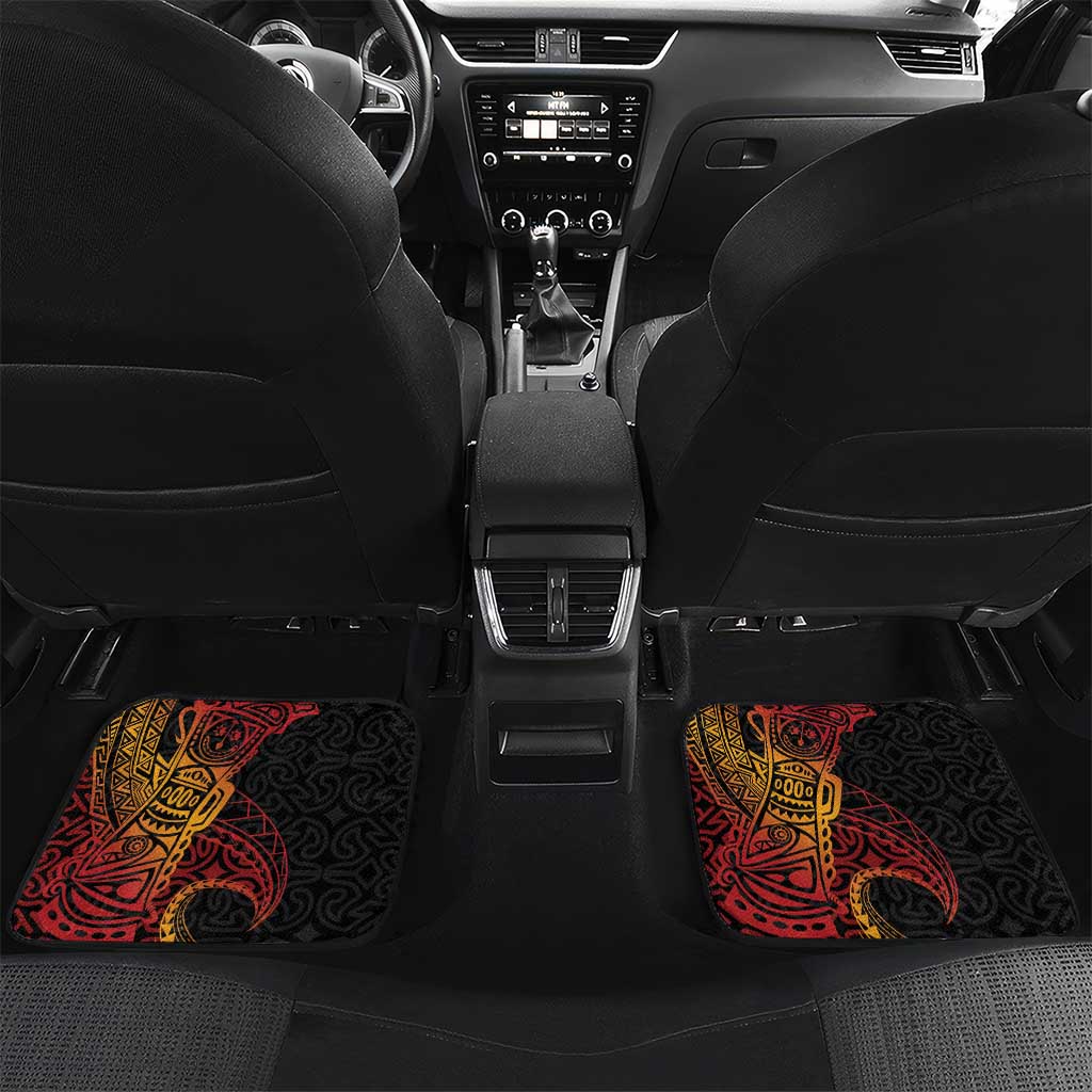Papua New Guinea Sepik Personalised Car Mats PNG Bird of Paradise Tattoo LT9 Set 2pcs - Back Black - Polynesian Pride