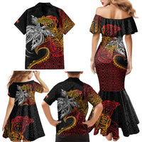Papua New Guinea Sepik Personalised Family Matching Mermaid Dress and Hawaiian Shirt PNG Bird of Paradise Tattoo LT9 - Polynesian Pride