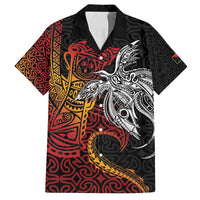 Papua New Guinea Sepik Personalised Family Matching Off Shoulder Maxi Dress and Hawaiian Shirt PNG Bird of Paradise Tattoo LT9 Dad's Shirt - Short Sleeve Black - Polynesian Pride
