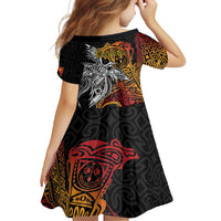 Papua New Guinea Sepik Personalised Family Matching Short Sleeve Bodycon Dress and Hawaiian Shirt PNG Bird of Paradise Tattoo LT9 - Polynesian Pride