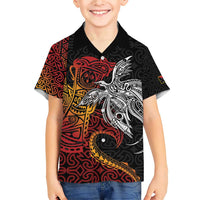 Papua New Guinea Sepik Personalised Family Matching Short Sleeve Bodycon Dress and Hawaiian Shirt PNG Bird of Paradise Tattoo LT9 Son's Shirt Black - Polynesian Pride