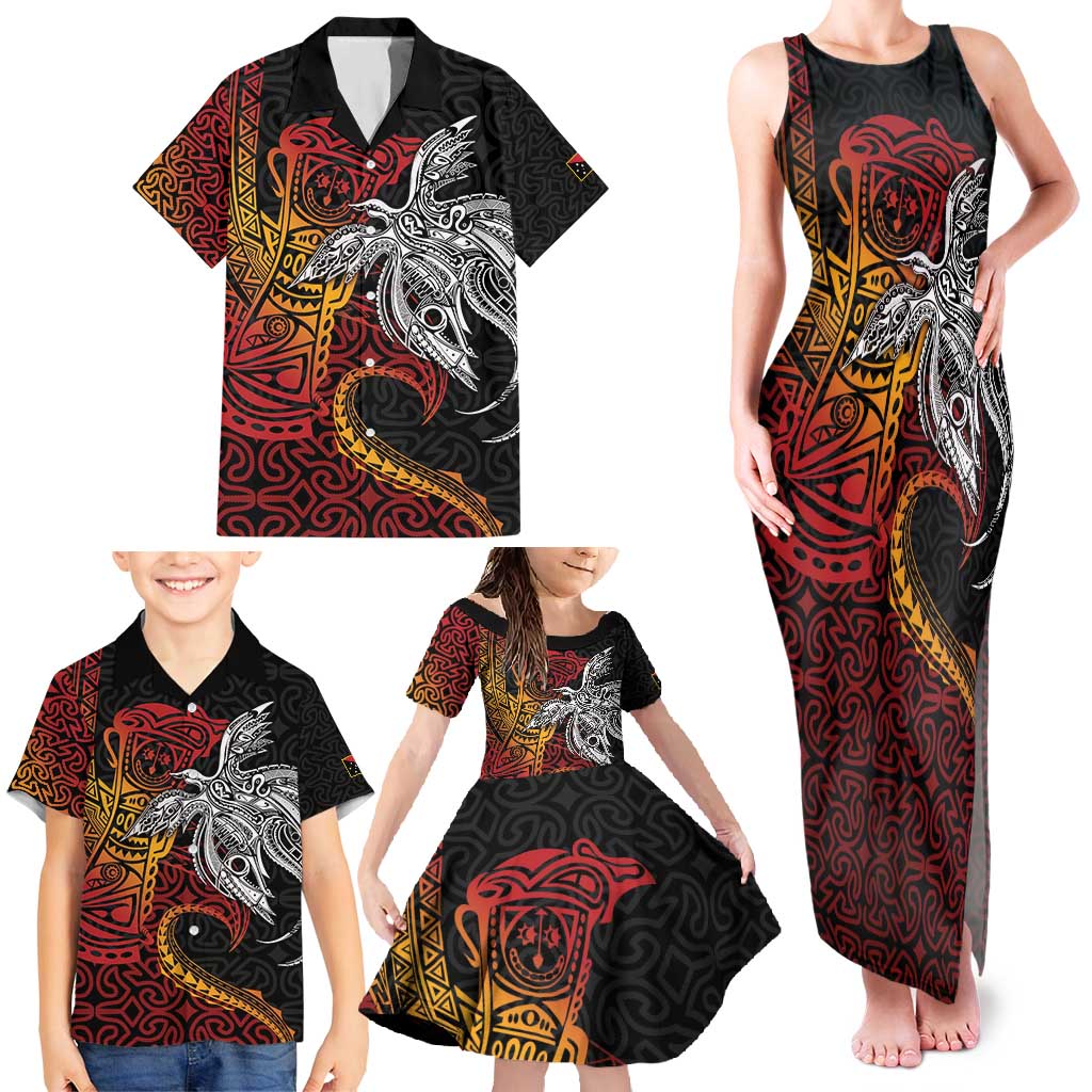 Papua New Guinea Sepik Personalised Family Matching Tank Maxi Dress and Hawaiian Shirt PNG Bird of Paradise Tattoo LT9 - Polynesian Pride