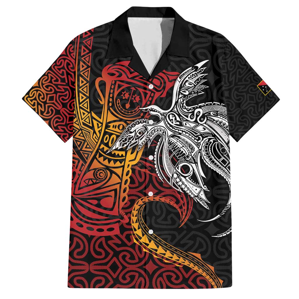 Papua New Guinea Sepik Personalised Family Matching Tank Maxi Dress and Hawaiian Shirt PNG Bird of Paradise Tattoo LT9 Dad's Shirt - Short Sleeve Black - Polynesian Pride