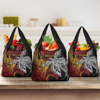 Papua New Guinea Sepik Personalised Grocery Bag PNG Bird of Paradise Tattoo LT9 3-pack One Size Black - Polynesian Pride
