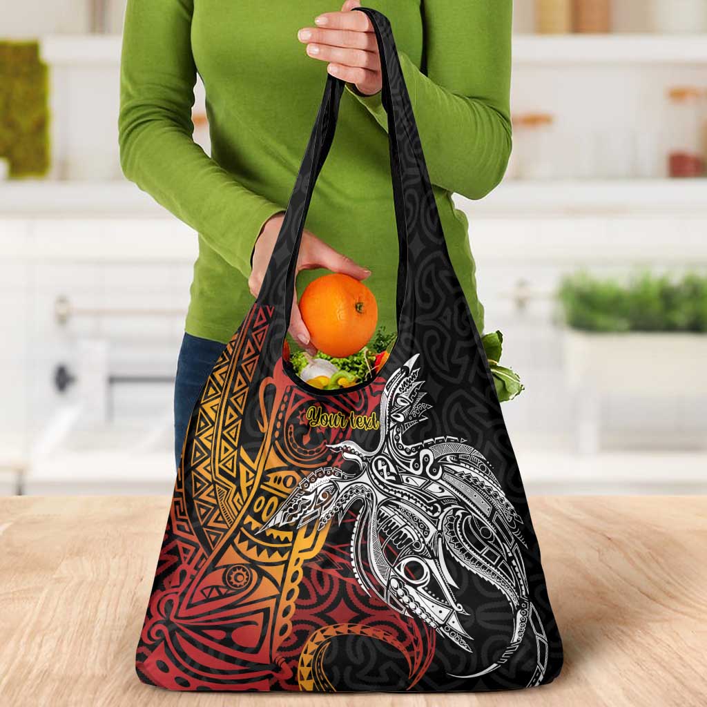 Papua New Guinea Sepik Personalised Grocery Bag PNG Bird of Paradise Tattoo LT9 - Polynesian Pride