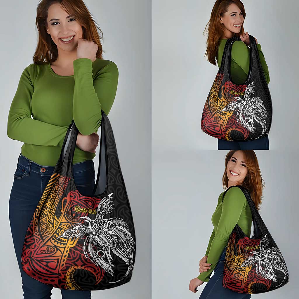 Papua New Guinea Sepik Personalised Grocery Bag PNG Bird of Paradise Tattoo LT9 - Polynesian Pride