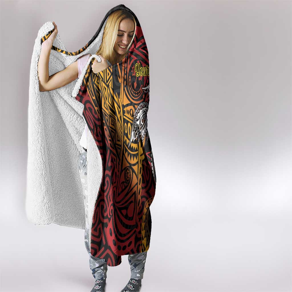 Papua New Guinea Sepik Personalised Hooded Blanket PNG Bird of Paradise Tattoo LT9 - Polynesian Pride