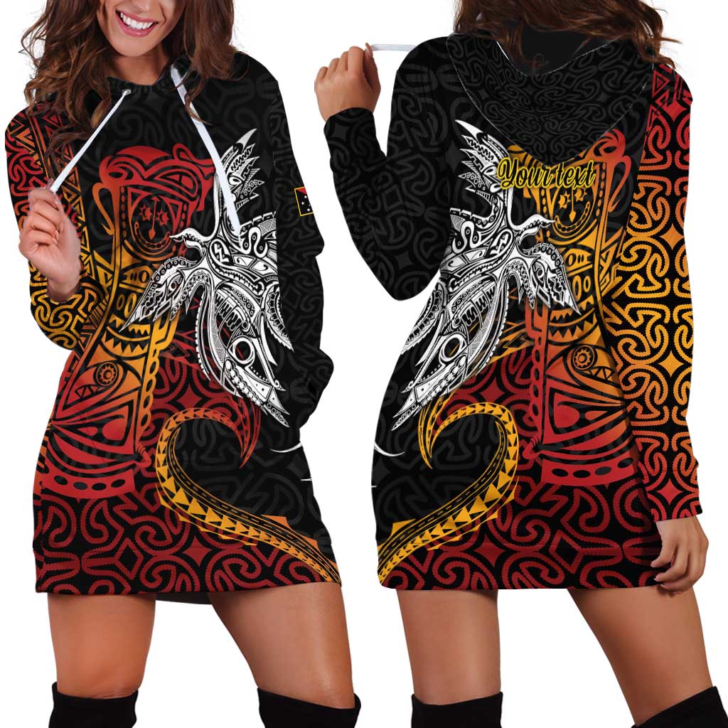 Papua New Guinea Sepik Personalised Hoodie Dress PNG Bird of Paradise Tattoo LT9 - Polynesian Pride