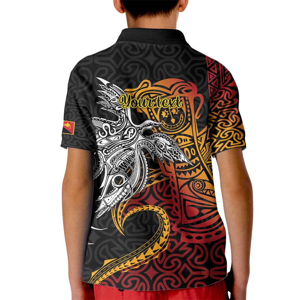 Papua New Guinea Sepik Personalised Kid Polo Shirt PNG Bird of Paradise Tattoo LT9 - Polynesian Pride