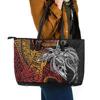 Papua New Guinea Sepik Personalised Leather Tote Bag PNG Bird of Paradise Tattoo LT9 - Polynesian Pride