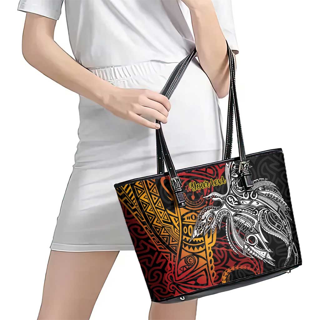 Papua New Guinea Sepik Personalised Leather Tote Bag PNG Bird of Paradise Tattoo LT9 - Polynesian Pride