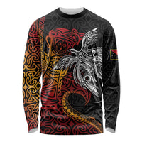 Papua New Guinea Sepik Personalised Long Sleeve Shirt PNG Bird of Paradise Tattoo LT9 Unisex Black - Polynesian Pride