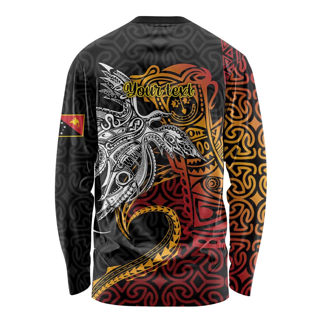 Papua New Guinea Sepik Personalised Long Sleeve Shirt PNG Bird of Paradise Tattoo LT9 - Polynesian Pride