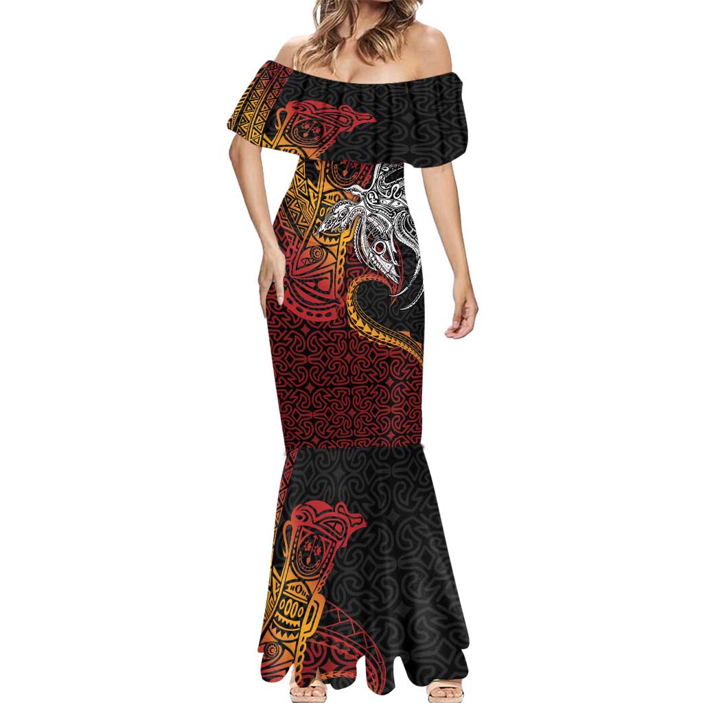 Papua New Guinea Sepik Personalised Mermaid Dress PNG Bird of Paradise Tattoo LT9 - Polynesian Pride