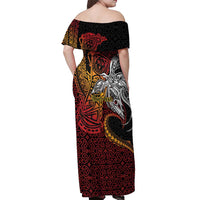 Papua New Guinea Sepik Personalised Off Shoulder Maxi Dress PNG Bird of Paradise Tattoo LT9 - Polynesian Pride